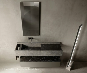 HABITAT DIALOGO - Single wall-mounted vanity unit with integrated washbasin by Atlas Concorde - view 3